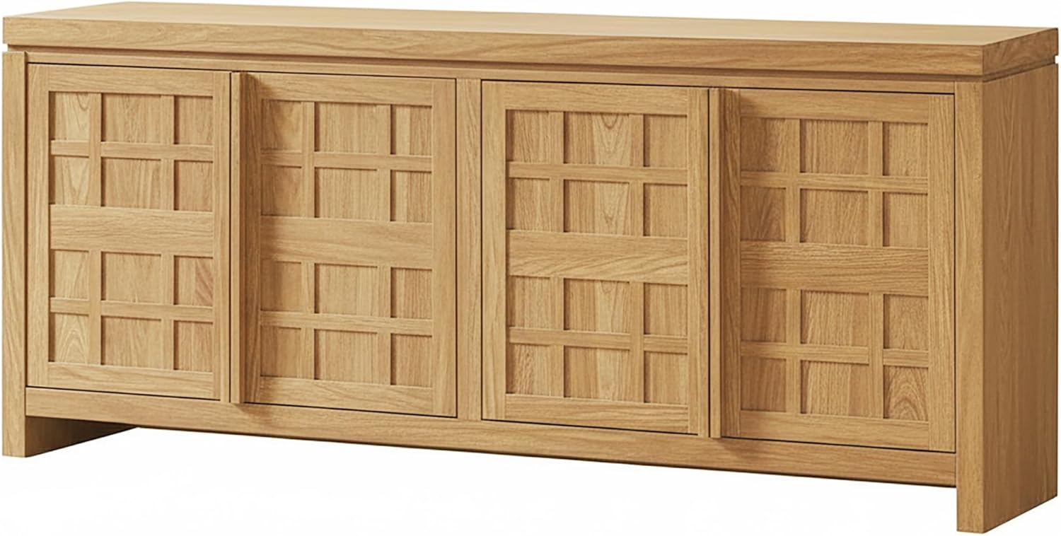 Walker Edison Booker Modern Sideboard/TV Stand with Adjustable Cabinets, 74 Inch, Heritage Oak