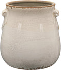 Ceramic Scroll Planter 6.5 Inch Chinoiserie Floral Vase with Drainage Holes Vintage Flower Vase Flower Pot Rustic Ceramic Pots for Indoor Plants Garden Home Bookshelf Decor (Pure White)