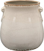 Ceramic Scroll Planter 6.5 Inch Chinoiserie Floral Vase with Drainage Holes Vintage Flower Vase Flower Pot Rustic Ceramic Pots for Indoor Plants Garden Home Bookshelf Decor (Pure White)
