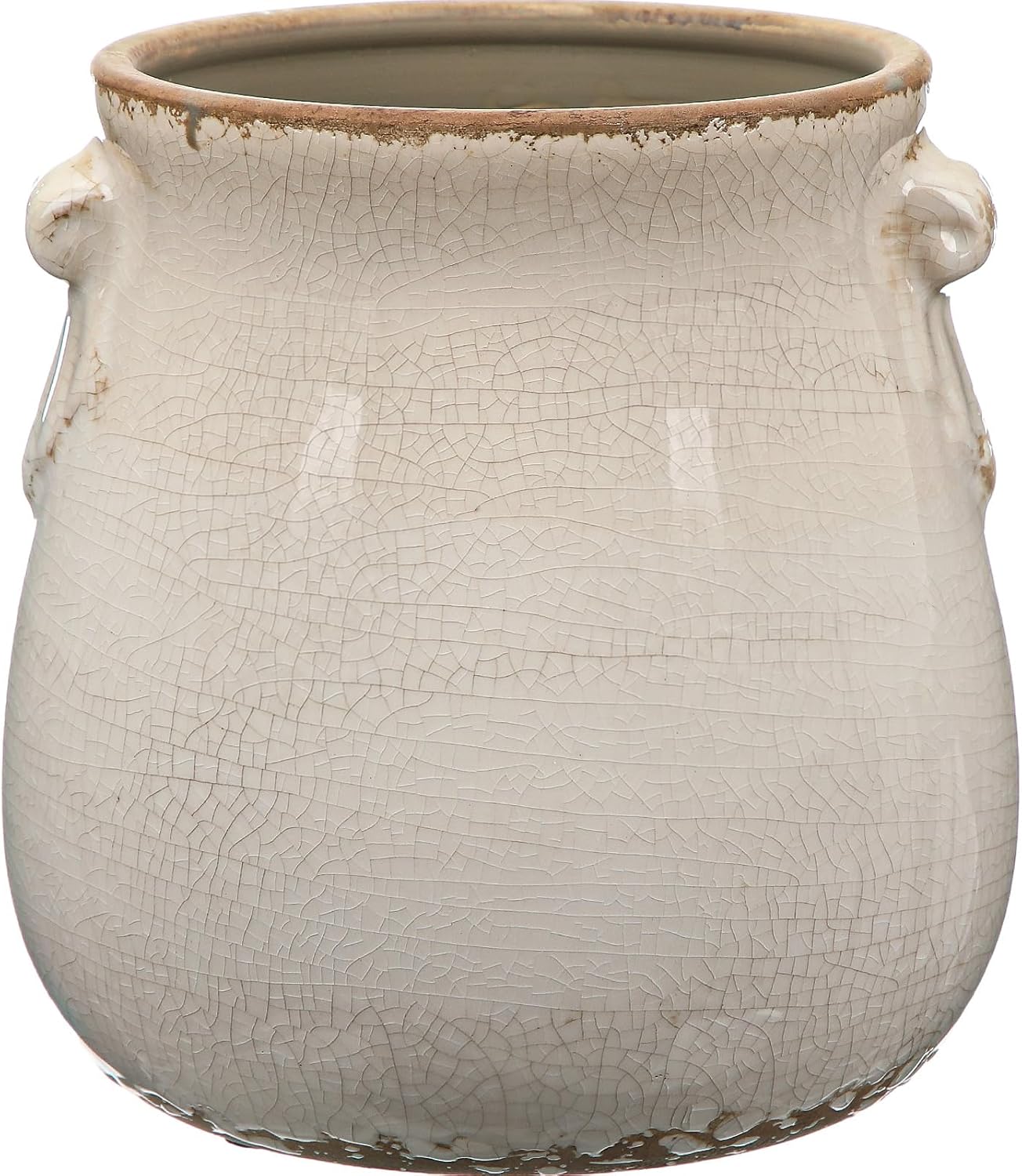 Ceramic Scroll Planter 6.5 Inch Chinoiserie Floral Vase with Drainage Holes Vintage Flower Vase Flower Pot Rustic Ceramic Pots for Indoor Plants Garden Home Bookshelf Decor (Pure White)