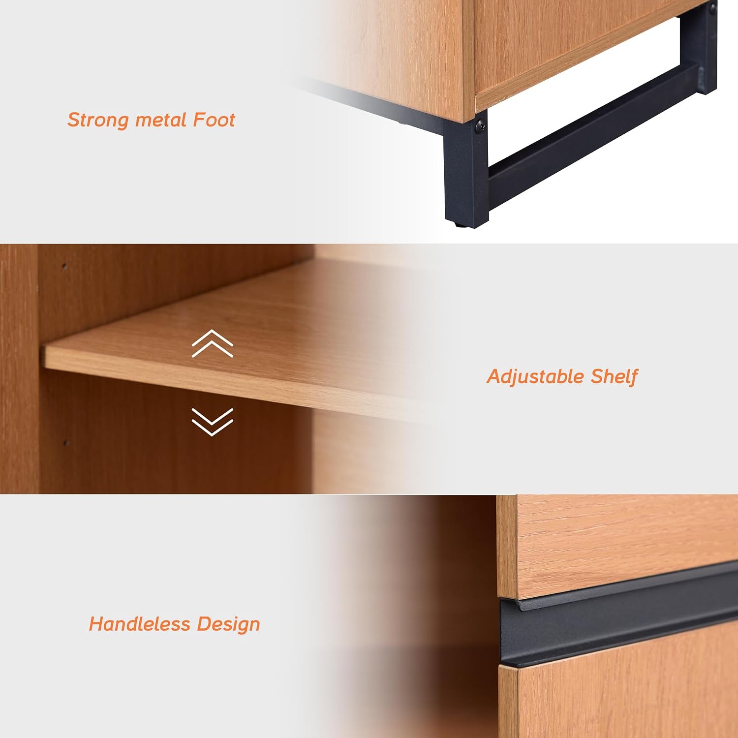 WAMPAT Sideboard Buffet Cabinets, Modern Sideboard with Adjustable Shelf and Metal Base, Coffee Bar Cabinet Storage Cabinet for Living Room, Kitchen, 2Pcs, Mocha
