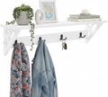 Coventry Wall Mounted Coat Rack with Shelf – Modern 36-Inch Entryway Wall Organizer with 4 Double Hooks – Space-Saving Storage for Apartments, Small Spaces, or Mudroom by Alaterre Furniture (White)
