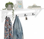 Coventry Wall Mounted Coat Rack with Shelf – Modern 36-Inch Entryway Wall Organizer with 4 Double Hooks – Space-Saving Storage for Apartments, Small Spaces, or Mudroom by Alaterre Furniture (White)