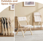 Folding Dining Chairs Set of 4,Padded Foldable Dining Chairs with Cushion,Portable Wooden Folding Chairs for Dining Rooms Kitchen Wedding and Party Indoor Beige