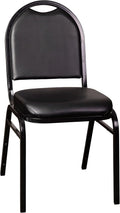 Flash Furniture HERCULES Commercial Grade 500 LB. Capacity Dome Back Stack Chair - Black Vinyl Upholstery - Black Metal Frame - Built-In Handle