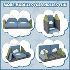 Costzon Modular Kids Play Couch, Snow Mountain Theme Toddler Foam Building Fort for Inspiring Creativity, Convertible Foam and Floor Cushion for Boys Girls for Playroom, Bedroom Gifts (Snow Mountain)