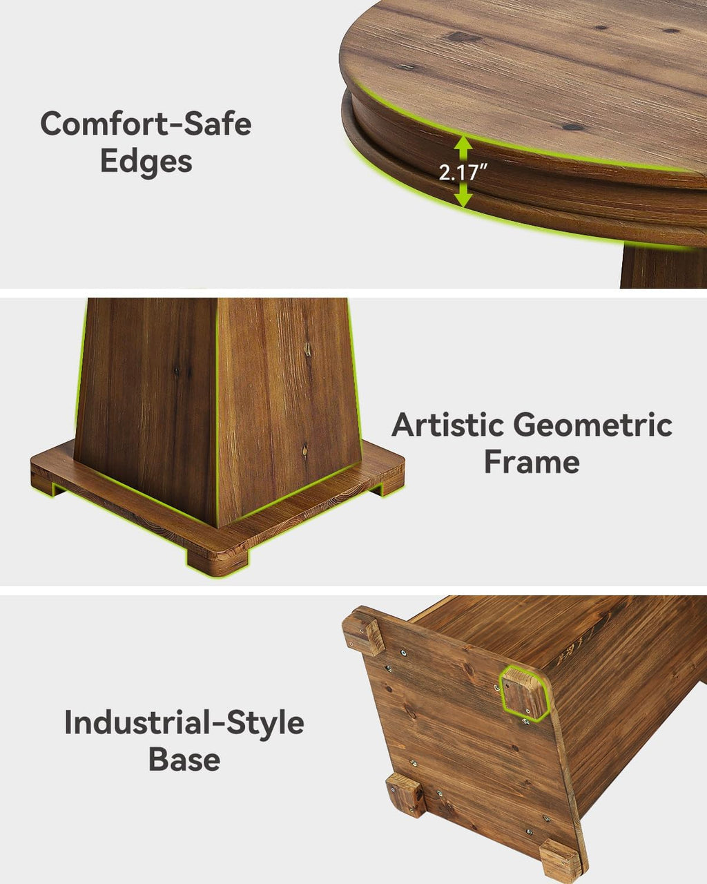 LITTLE TREE Solid Wood Round Dining Table, 31.5" Small Kitchen Table for 2, Modern Farmhouse Dinner Table for Dining Room, Kitchen, Living Room, Artistic Geometric Base, Table Only (Rustic Brown) 2PCS
