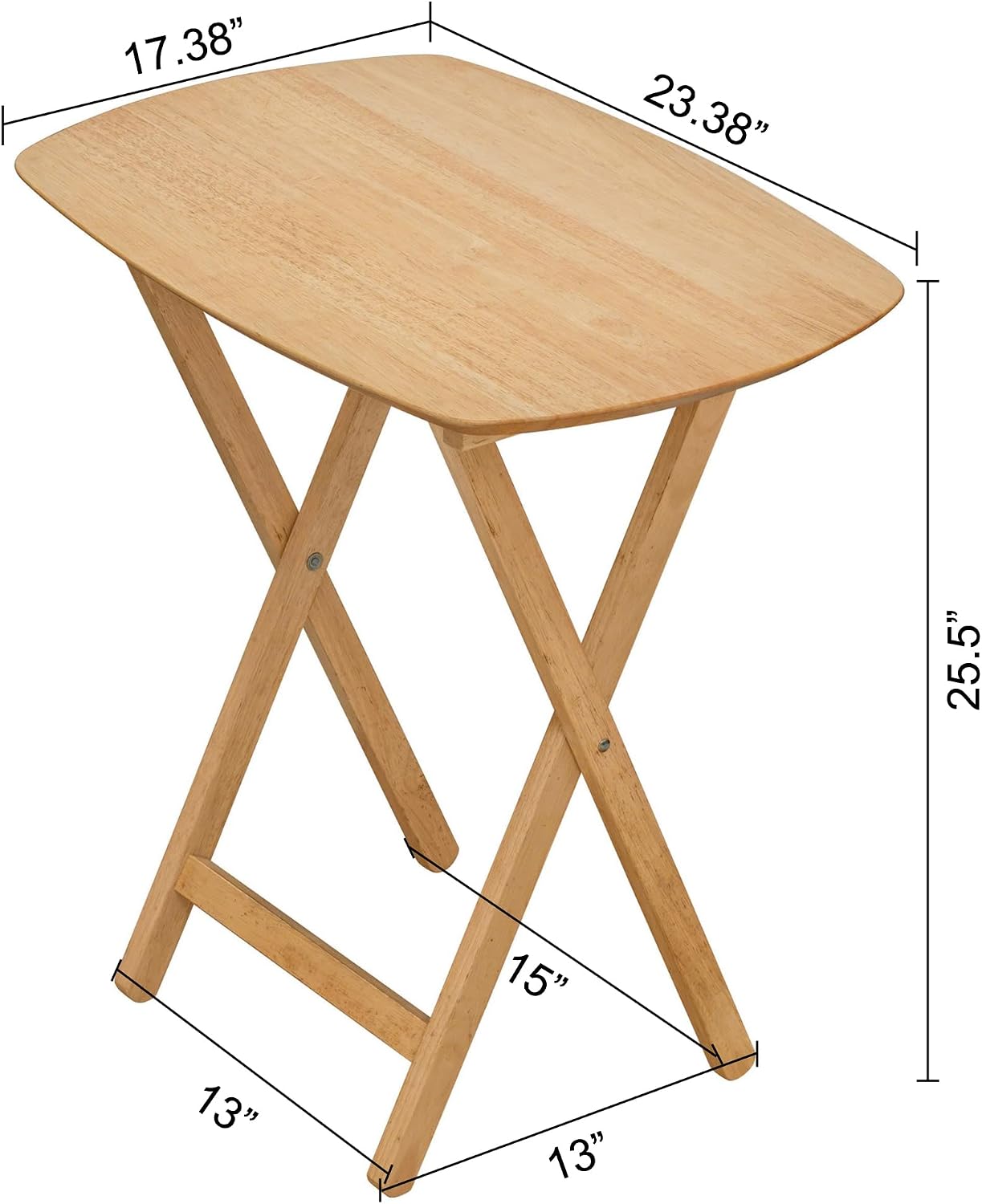 Oversized Hardwood Folding TV Tray Table, 25.5 Inches | Natural, For Dinner, For Eating