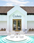 Ciokea Lounge Chair Outdoor Set of 4, Oversized Chaise Lounge Chair with 5 Positions, HDPE, Patio Lounge Chairs with Wheels & Cup Holder for Lawn, Pool, Deck, Poolside, White