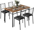 IDEALHOUSE Space-Saving 5-Piece Dining Table Set for 4 – Farmhouse Wooden Kitchen & Dining Room Furniture with Upholstered Chairs – Compact Breakfast Nook, Vintage Color