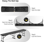 VSOAEIL 6 Foot Folding Bench, Portable Plastic Folding Bench Seat, Foldable Seat for Indoor Outdoor Picnic Camping Dining, Soccer Garden Multipurpose Entertaining Activities, Black, 2 Pack