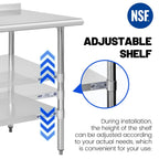Hally Stainless Steel Table for Prep & Work 18" x 30" with Backsplash NSF | Commercial Metal Heavy Duty Workbench, Adjustment Undershelf, for Kitchen, Restaurant, Home, Hotel, Garage, Pizza Oven