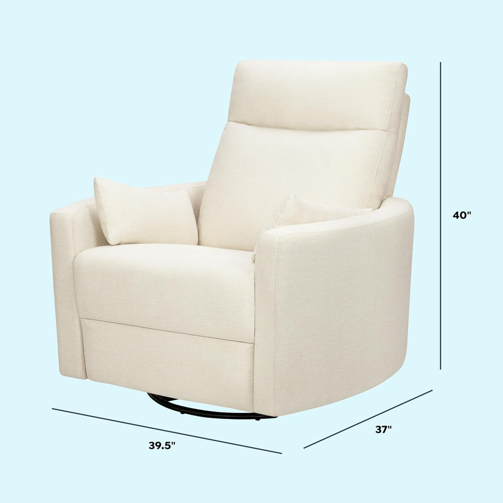 Davinci Atlas Upholstered Recliner and Swivel Glider in Vanilla | Nursery Glider Chair with High Back, Padded Armrests, and Bolster Pillows | Smooth Recline for Nursing and Feeding