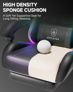 GTPLAYER RGB Gaming Chair with Footrest, Computer Gaming Chair with LED Lights for Adults, Height Adjustable PC Gamer Chair with 90-155° Recline & Removable Headrest Lumbar Support, RGB Black