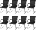 Giantex Office Reception Chairs Set - Guest Chairs, Conference Chair with Arm, Anti-Slip Foot Pads, PU Leather Home Office Chair for Meeting, Waiting Room, Lobby, Desk Chair No Wheels (Black, 8 Pack)