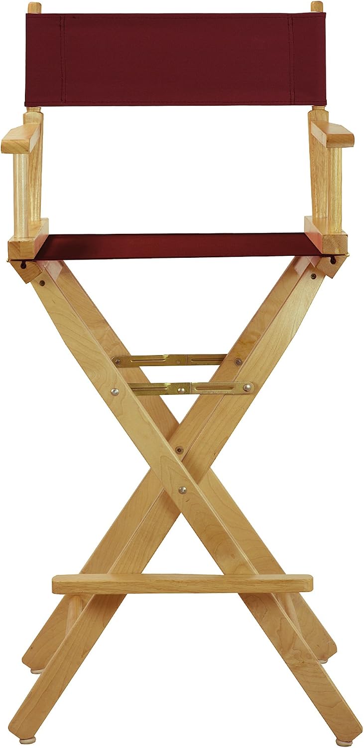Casual Home 30" Director's Chair Natural Frame-with Burgundy Canvas, Bar Height