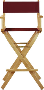 Casual Home 30" Director's Chair Natural Frame-with Burgundy Canvas, Bar Height