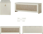 51.2" Storage Chest Extra Large,Storage Bench with 2 Safety Hinges,Wooden Shoe Bench,51.2x15.7x18.3 Inch,Easy Assembly,Storage Bench for Bedroom,Living Room,entryway(White Cream)