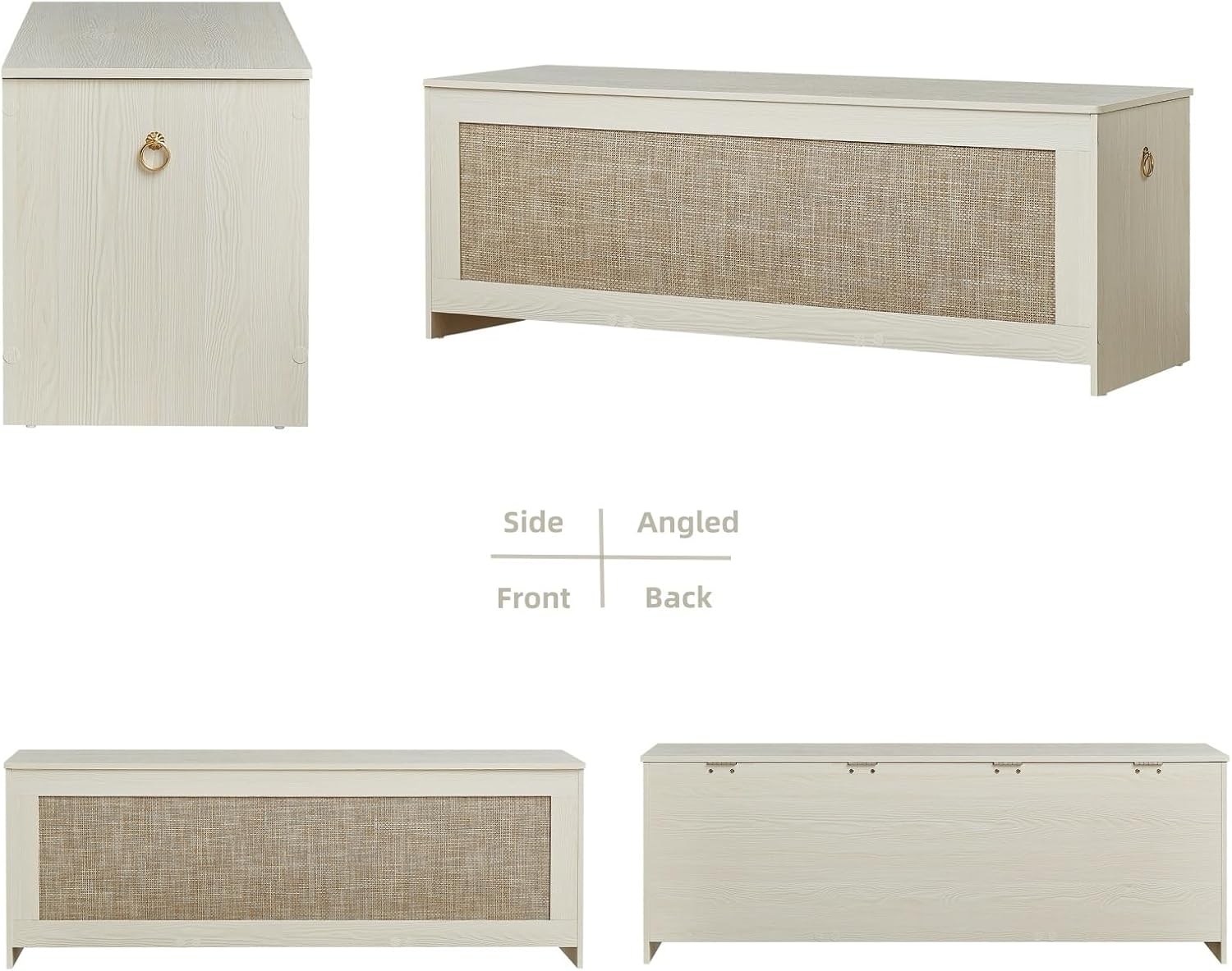 51.2" Storage Chest Extra Large,Storage Bench with 2 Safety Hinges,Wooden Shoe Bench,51.2x15.7x18.3 Inch,Easy Assembly,Storage Bench for Bedroom,Living Room,entryway(White Cream)