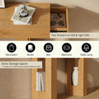 FURSUN 63" Farmhouse Console Table with Drawers, Narrow Sofa Table Behind Couch, Slim Entryway Table with Storage for Hallway, Living Room, Natural Oak