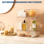 Baby Bottle Organizer Stackable, Acrylic Storage Drawers 5 pack with Non-Slip Pads, Pull-Out Drawers for Baby Bottle, Pump Parts, Pantry, Vanity Countertop (4.4" and 7.6" Tall and 12.1" Wide)