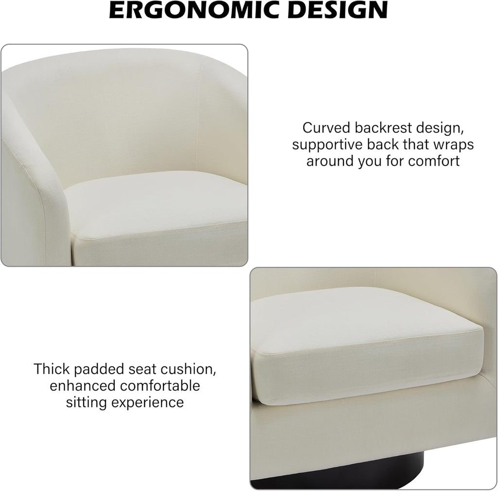 Swivel Barrel Accent Chair, Modern Round Chenille Fabric Arm Chair for Living Room, Bedroom, Comfy Club Reading Chairs for Adults