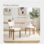 Modern 5-Piece Dining Table Set with 4 Chairs,Oak Round MDF Dining Table, Beige Fabric Upholstered Chairs with Natural Wood Legs for Kitchen Dining Room Home