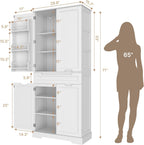 Gizoon 71" Tall Kitchen Pantry Cabinet with Doors and Adjustable Shelves, Pantry Storage Cabinet with Drawer Freestanding Organizer for Small Kitchen Bathroom Laundry Room, Painted White