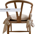 Korean Made Chair Pad 17.5'x 17.5' Slipcover Chair Cushion Cover with Ties and Ruffle Farmhouse Decor No Cushion Insert, Stocking Stuffer Gift for Mom (Vanilla)