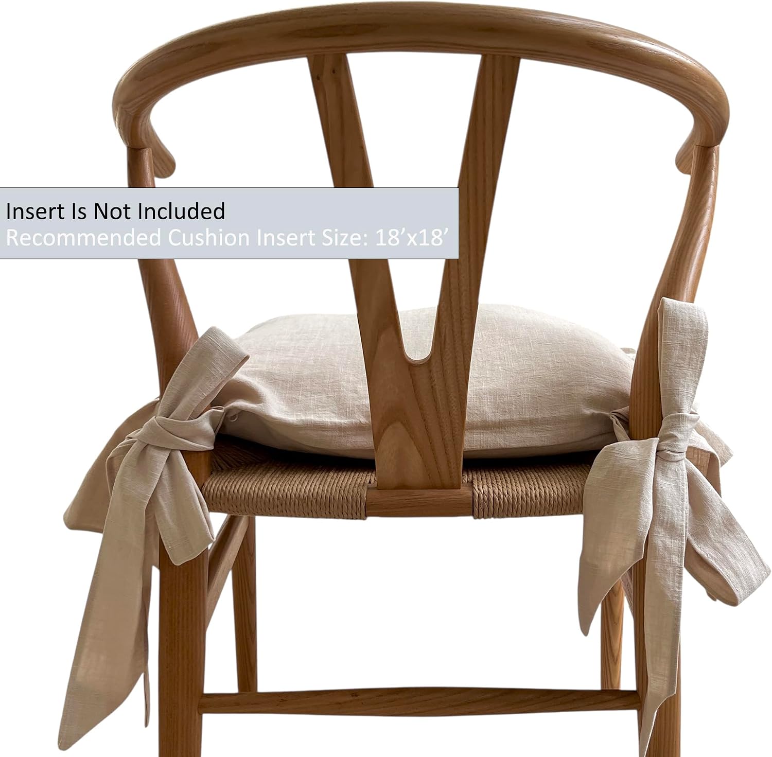 Korean Made Chair Pad 17.5'x 17.5' Slipcover Chair Cushion Cover with Ties and Ruffle Farmhouse Decor No Cushion Insert, Stocking Stuffer Gift for Mom (Vanilla)