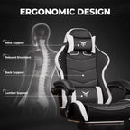 GTPLAYER Gaming Chair High Back Computer Chairs with Foot Rest for Adults, Ergonomic Height Adjustable Recliner Chair 300lbs with Linkage Armrest and Lumbar Support for Home Office, White