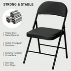SEALAMB 16 Pack Folding Chairs with Cushion Seat, Heavy Duty Metal Frame Portable Stackable Chairs for Wedding Party Office School Church Events, Indoor Outdoor Use, 350 lb Capacity, Black
