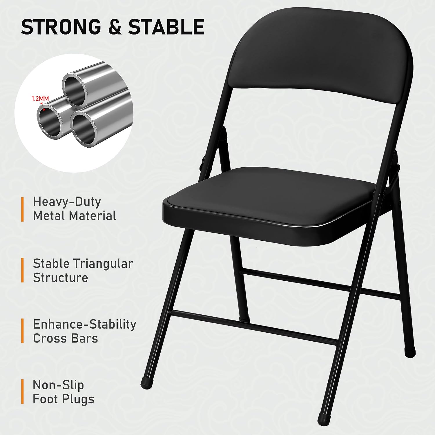 SEALAMB 16 Pack Folding Chairs with Cushion Seat, Heavy Duty Metal Frame Portable Stackable Chairs for Wedding Party Office School Church Events, Indoor Outdoor Use, 350 lb Capacity, Black