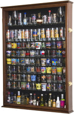XL Shot Glass Display Case Rack Holder Cabinet for Tall Shooter and Mini Liquor Bottle