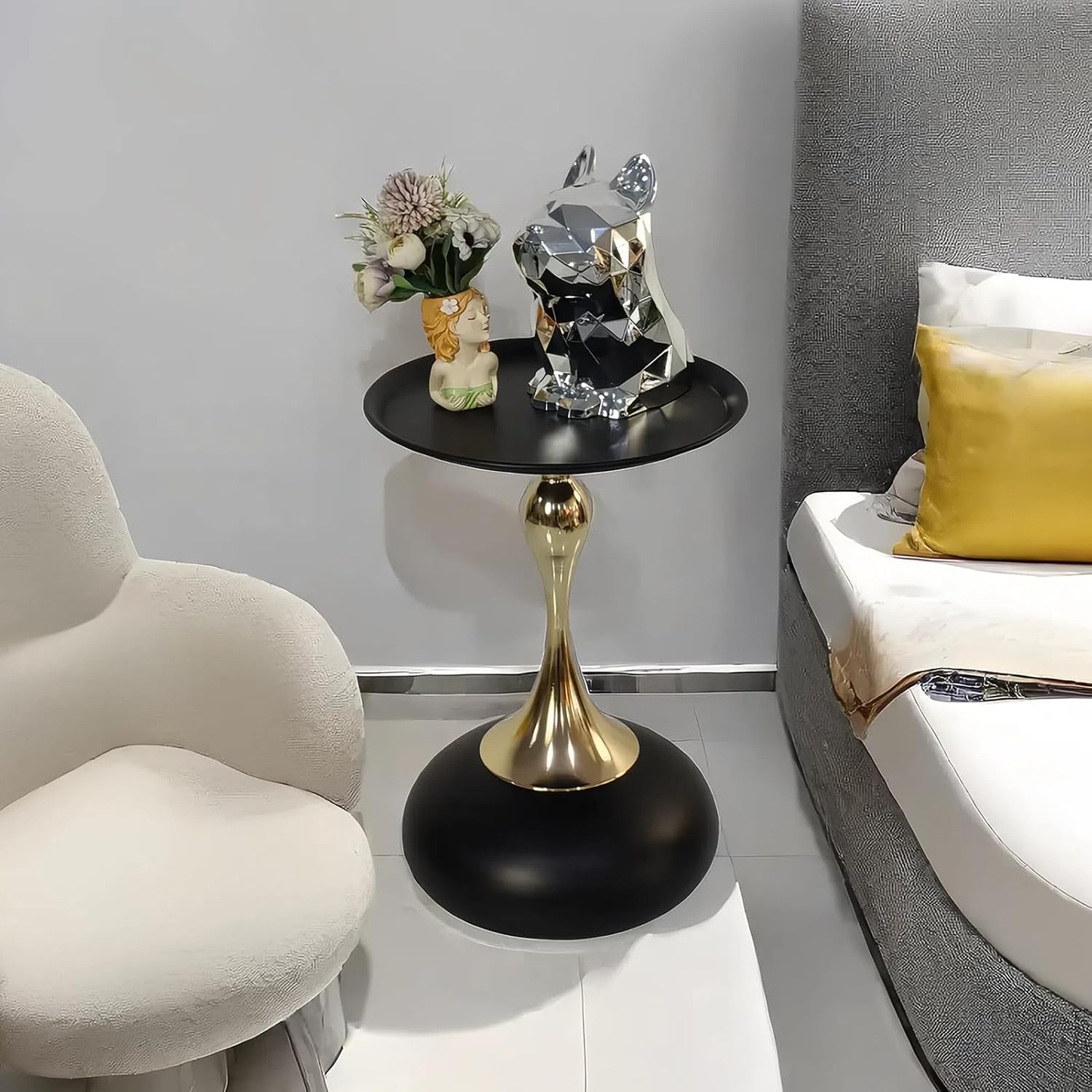Modern Side Table with Weighted Base, Scratch-Resistant & Nano-Coated Finish - Versatile Accent Table for Living Room, Bedroom, Balcony (Cream)