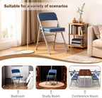 Padded Folding Chair, with Thick Cushioned Seat, Portable Metal Frame Foldable Chair for Indoor & Outdoor Use, Durable and Comfortable Upholstered Chair for Home, Office, and Events - Blue
