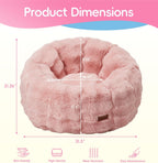 Hobestluk Bean Bag Chair for Teens Beanbag with Donut Shape Small Bean Bag Chair with Portable Handle Kids Bean Bag Couch for Living Room Bedroom Playroom (Pink, Large)