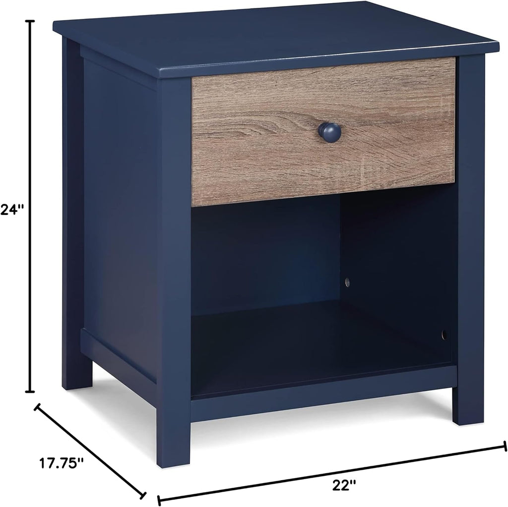 Nightstand Midnight Blue,Vintage Walnut