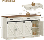 Hzuaneri Kitchen Storage Cabinet, Buffet Cabinet with Storage, Modern Farmhouse Sideboard Cabinets with Drawer, 55.1" Coffee Bar Cabinets with Doors & Adjustable Shelves, for Kitchen, White Brown
