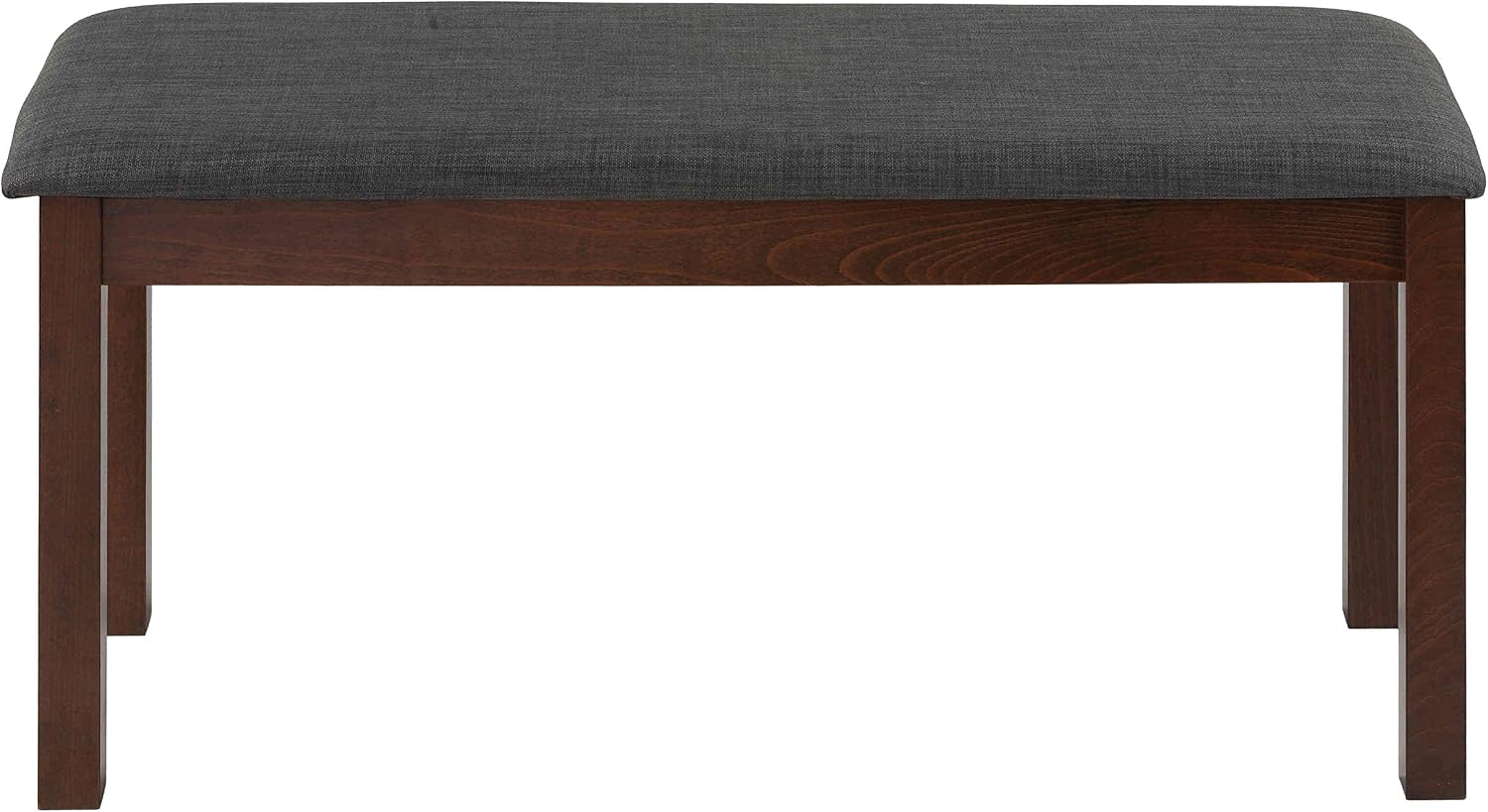 Cortesi Home Rosco Dining Bench in Charcoal Fabric, Walnut Finish 40"
