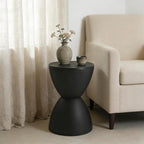 Small Plastic Drum Side Table Plastic Hourglass Modern End Table Round Outdoor Stool Side Table for Coffee Patio Indoor Home Bedroom, 11.81 * 16.93 in, Black