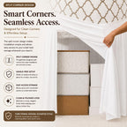 Dorm Bed Skirt Twin XL 36 Inch Drop White, Elastic Easy Fit Dust Ruffle Bedskirt with Split Corners, 100% Microfiber Extra Long Dorm Bedding, College Bed Skirt