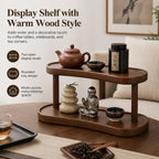 Adkoat® Two Tier Bathroom Desktop Countertop Organizer - Pine Wooden Perfume Vanity Stand Counter Shelf for Cologne Skincare Makeup Dresser Organizer - Matcha Station | Mug Display - 12.6 x 6.3 x 7.5