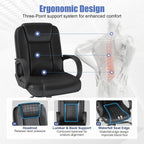 Executive Office Chair, Leather Desk Computer Chair with Armrests, Mid-Back Swivel Adjustable Ergonomic Design for Home Office, 10PC, Black
