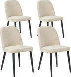 Upholstered Dining Chairs Set of 4, Chenille Mid Century Modern Fabric Dining Room Chair High-Back Padded Kitchen Chairs with Padded Seat and Metal Legs for Kitchen Dining Room Restaurant Cafe, Beige