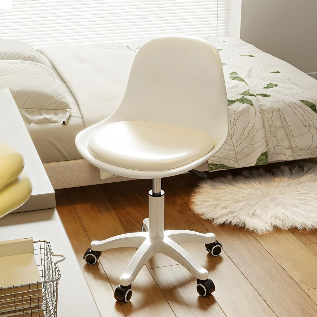 JPBSTO Small Desk Chair Cute, Swivel Armless Task Chair with Soft Padded Cushion, Height Adjustable Home Office Desk Chair with Back for Study Room, Vanity, Office Work, Bedroom