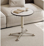 Rustic Side Table Movable Rock Slab Side Table Living Room Creative Multifunctional Lifting Small Round End Table for Living Room