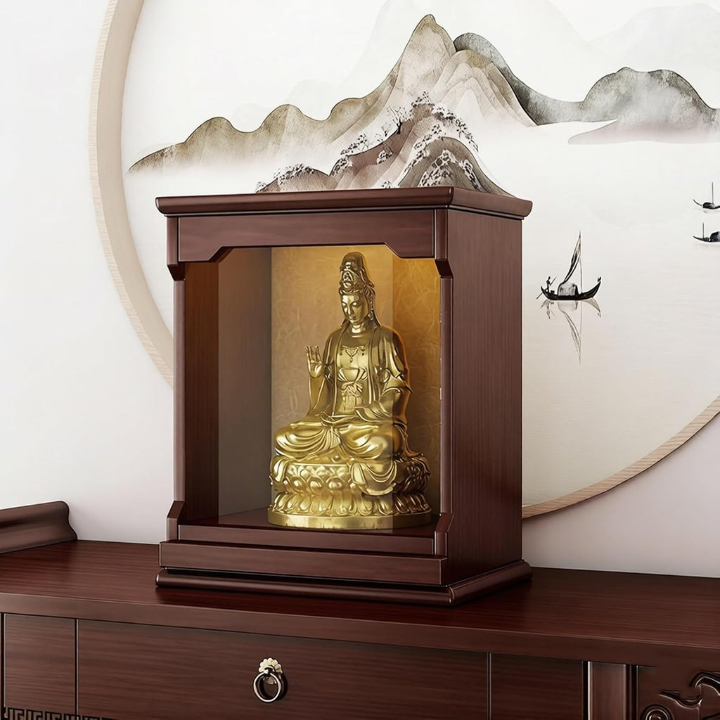 Solid Wood Tabletop Buddhist Table with Pull-Out Drawer, Tribute Personal Shrine Altar Table, Buddhist Prayer altars cabinets for Small Spaces(A,38 * 26 * 46cm/15 * 10.2 * 18.1in)