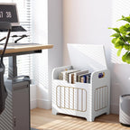 Aenuert White Wooden Storage Chest, Small Cube Storage Box Organizer with Handles, Storage Bin for Books and Clothes, Square Side Table for Entryway, Living Room or Bedroom