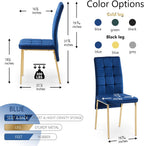Homedot Modern Dining Room Chairs Upholstered Set of 6, Navy Blue Kitchen Chairs Mid Century High Back Dinner Side Chairs Space Saving with Padded Seat/Metal Legs for Dining/Reading